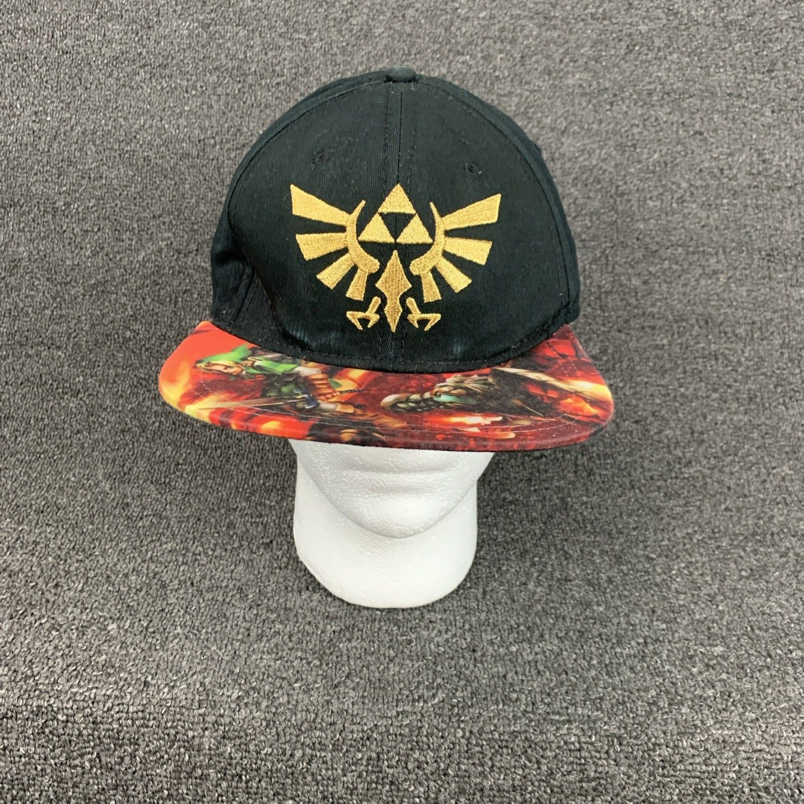 The Legend Of Zelda Ocarina Of Time Triforce Logo Snapback Hat Black  Gold